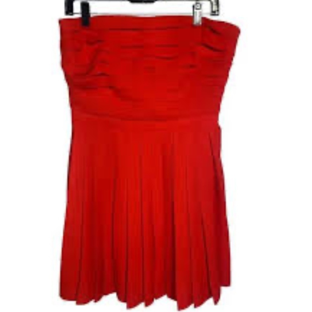 Rachel Roy RSVP Red Pleated Strapless Mini Dress Size 6